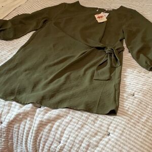 Entro Olive Green Side Tie Dress NWT. L